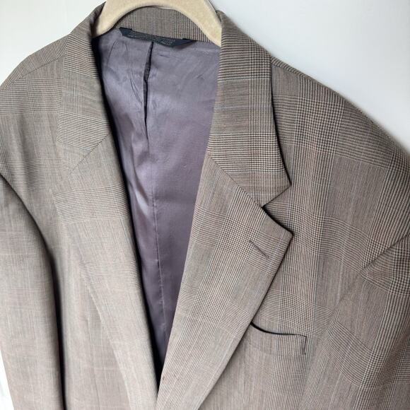 Lands End Mens Size 46L Multicolored Plaid wool Suit Jacket Sport Coat Blazer - Picture 2 of 16